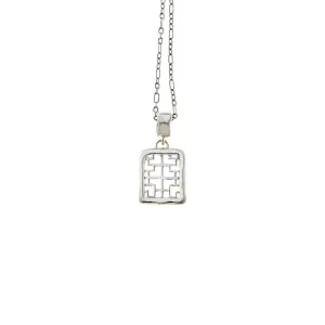 Mystical Pagoda Square Sterling Silver Necklace