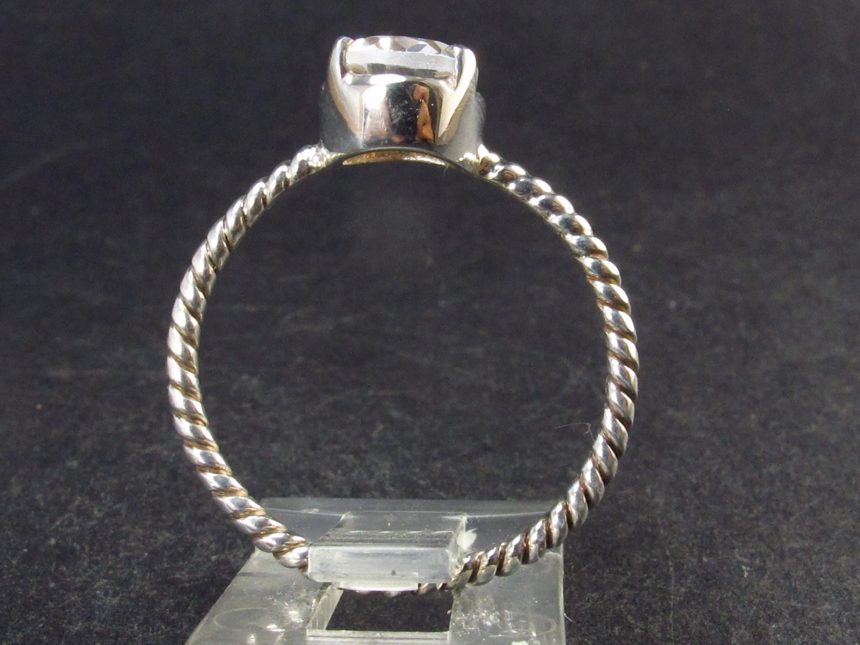 Natural Facetted Clear Quartz Crystal Sterling Silver Ring from Brazil - 2.0 Grams - Size 9.5