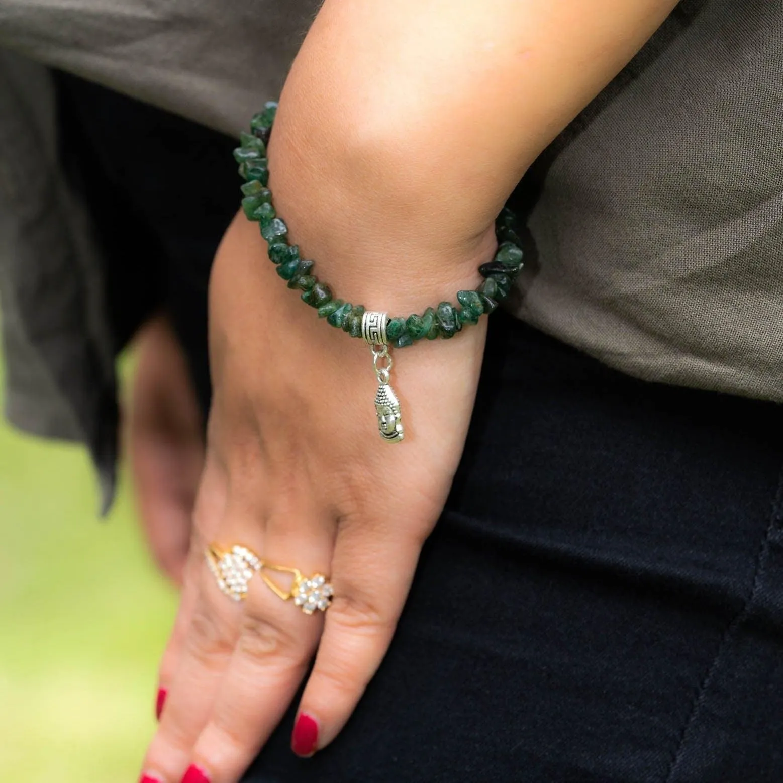 Natural Stone Emerald Chip Bracelets