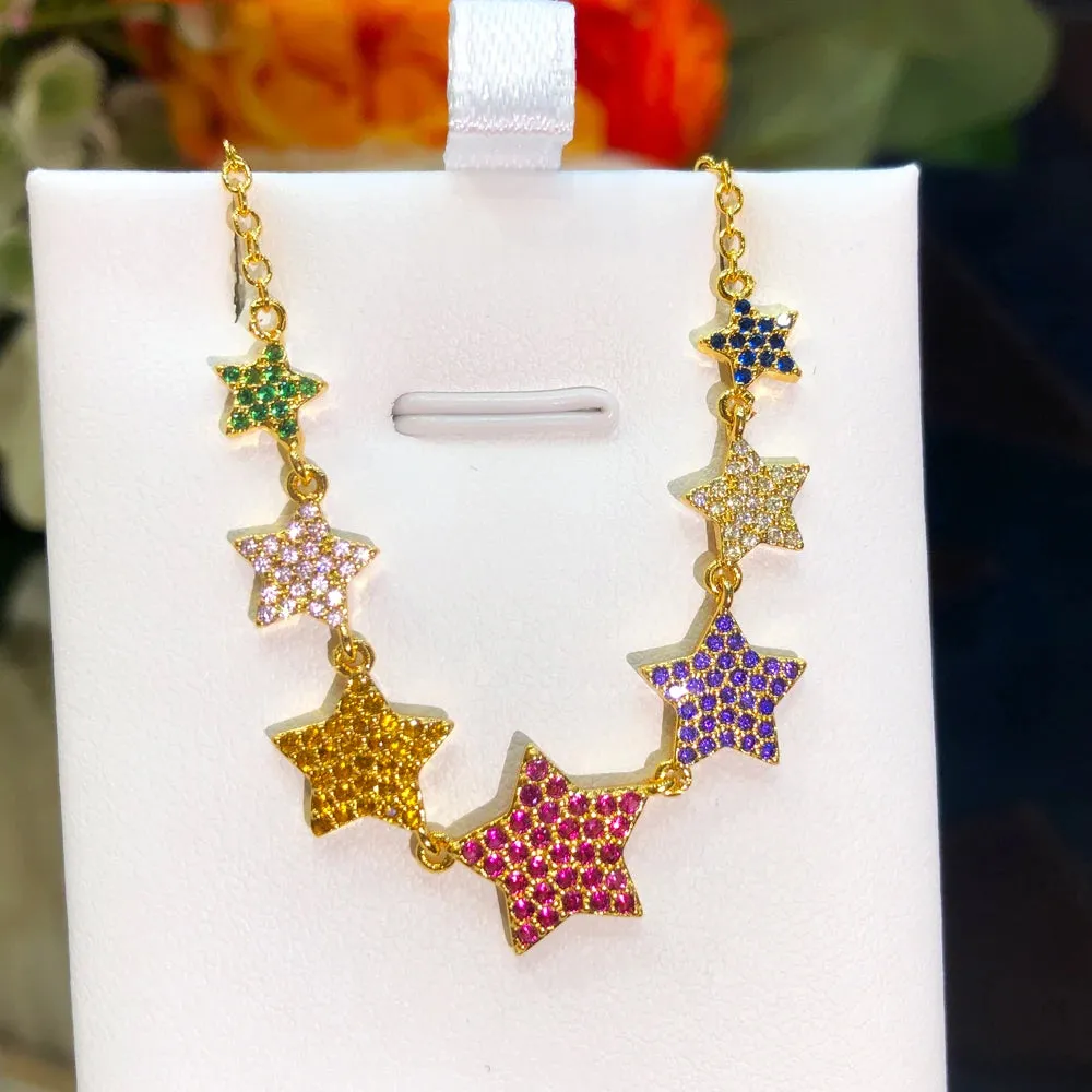 New Original Shiny Chains Stars Necklace Personalized Stackable for Couple Women
