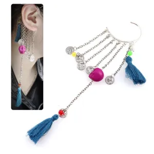 Non Piercing Earcuff Earwrap with Skull and Coin Tassels [pc]