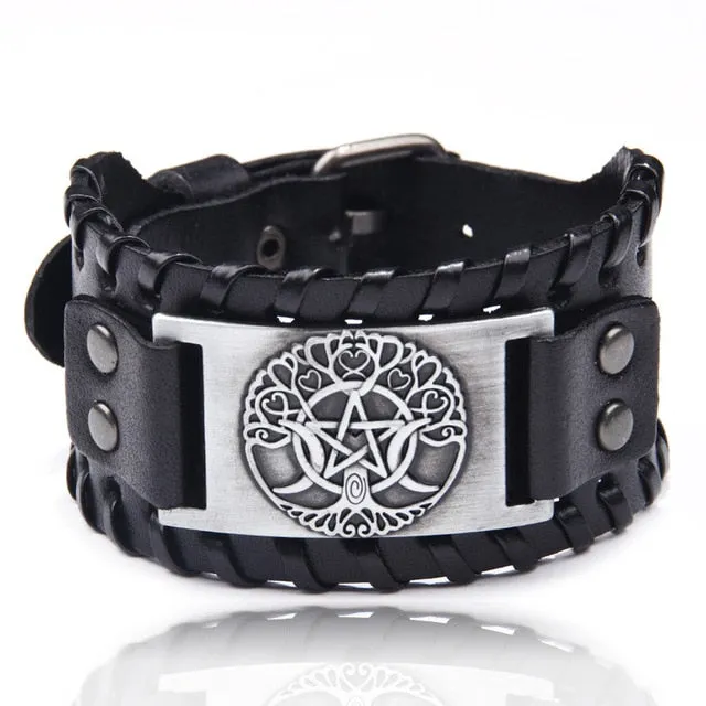 Ocean Conservation Jewelry | Viking Leather Cuff Bracelet 26 Styles