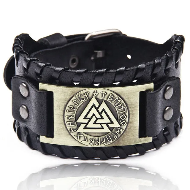 Ocean Conservation Jewelry | Viking Leather Cuff Bracelet 26 Styles