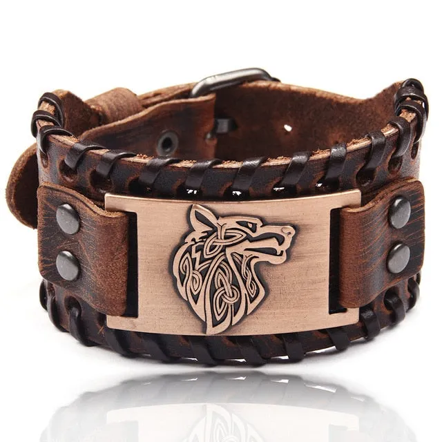 Ocean Conservation Jewelry | Viking Leather Cuff Bracelet 26 Styles