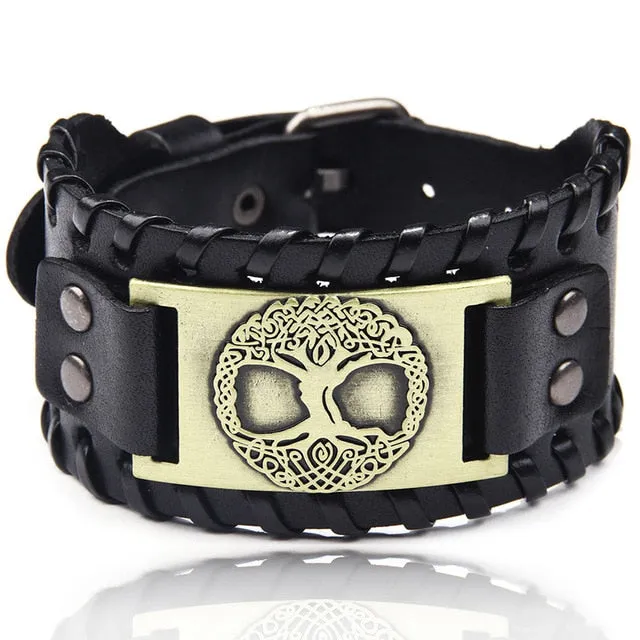 Ocean Conservation Jewelry | Viking Leather Cuff Bracelet 26 Styles
