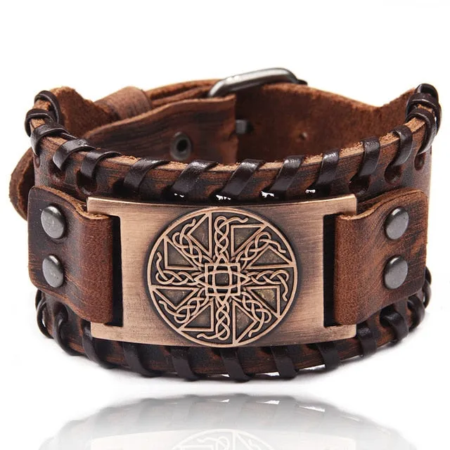 Ocean Conservation Jewelry | Viking Leather Cuff Bracelet 26 Styles
