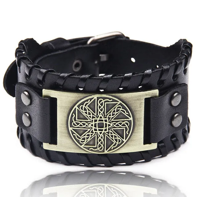 Ocean Conservation Jewelry | Viking Leather Cuff Bracelet 26 Styles