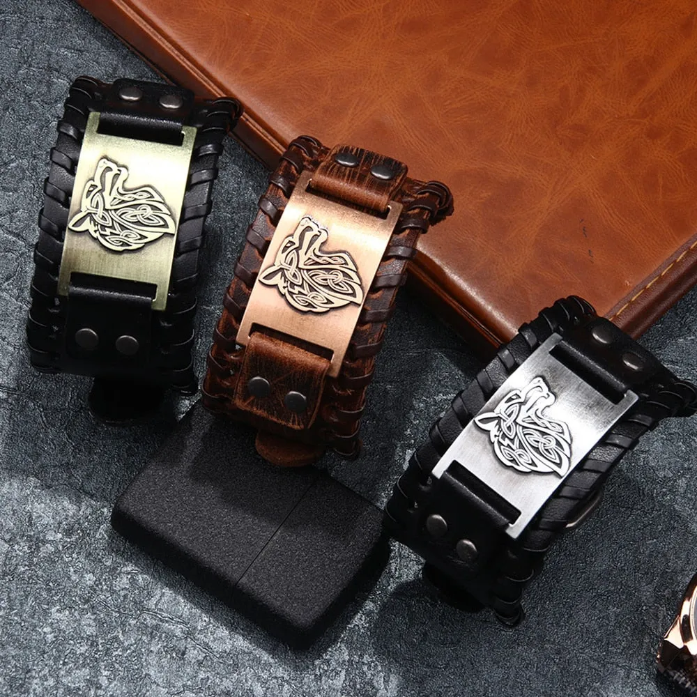Ocean Conservation Jewelry | Viking Leather Cuff Bracelet 26 Styles