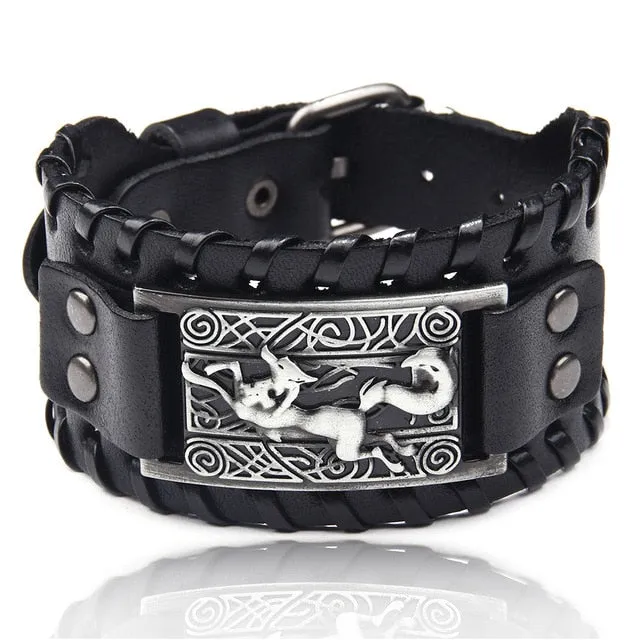 Ocean Conservation Jewelry | Viking Leather Cuff Bracelet 26 Styles