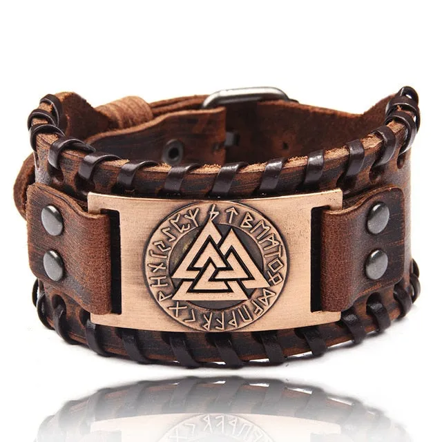 Ocean Conservation Jewelry | Viking Leather Cuff Bracelet 26 Styles