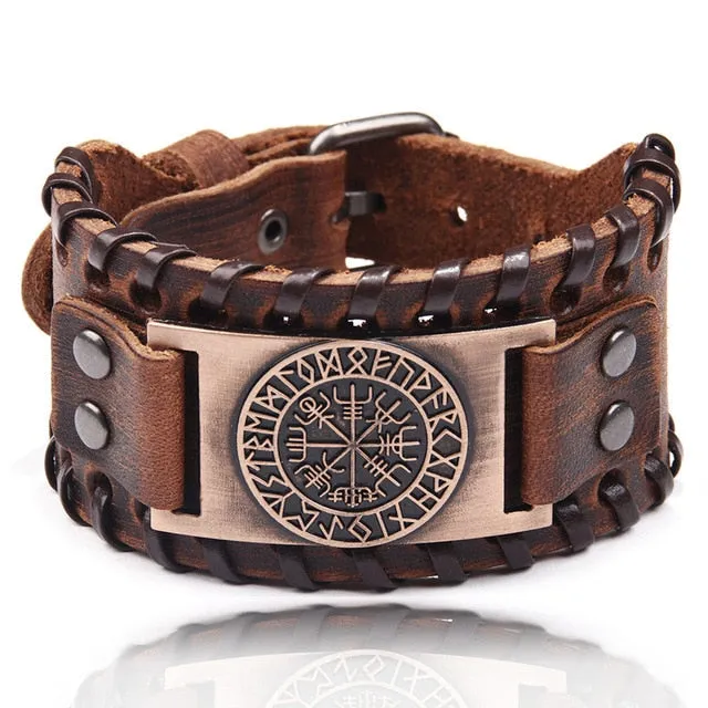 Ocean Conservation Jewelry | Viking Leather Cuff Bracelet 26 Styles