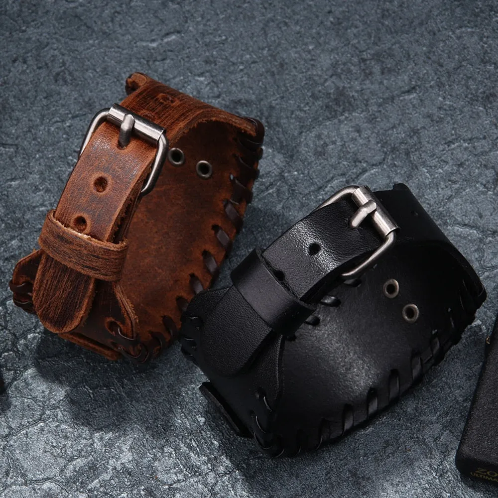 Ocean Conservation Jewelry | Viking Leather Cuff Bracelet 26 Styles