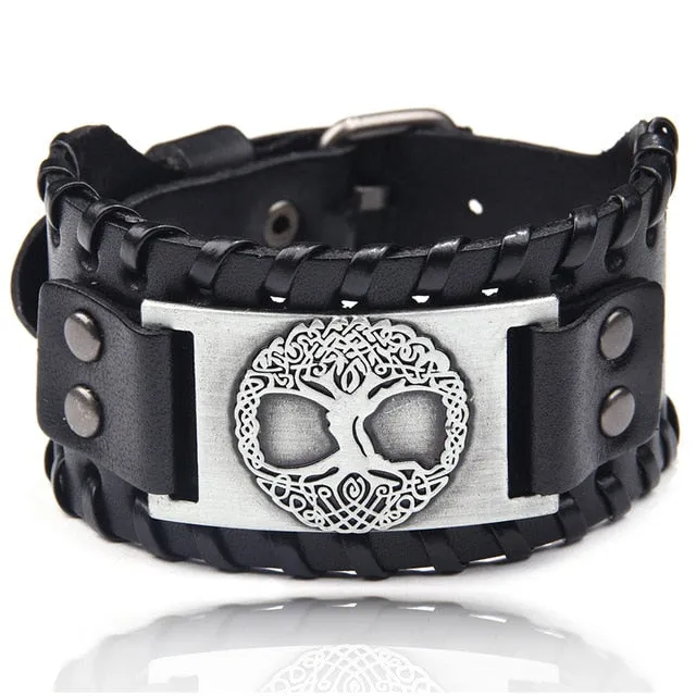 Ocean Conservation Jewelry | Viking Leather Cuff Bracelet 26 Styles