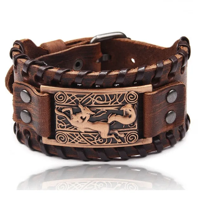 Ocean Conservation Jewelry | Viking Leather Cuff Bracelet 26 Styles