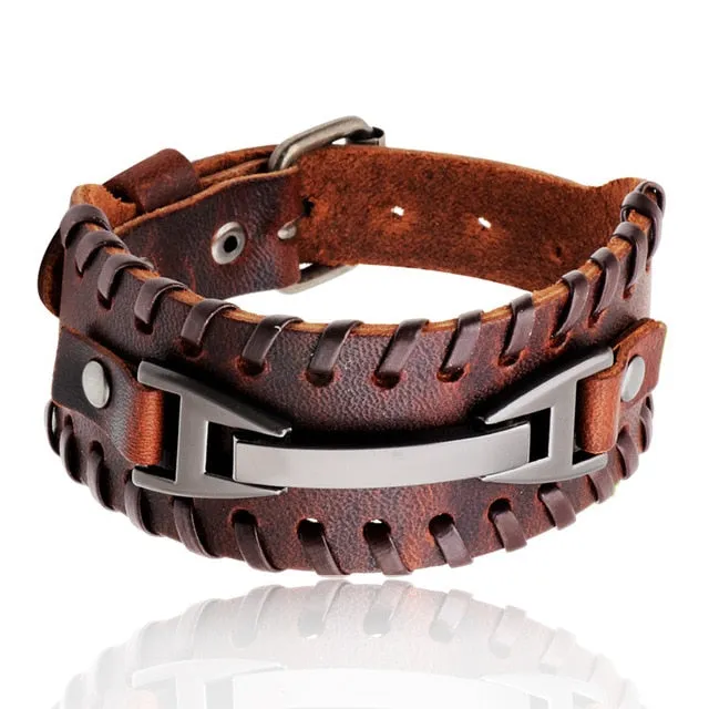 Ocean Conservation Jewelry | Viking Leather Cuff Bracelet 26 Styles