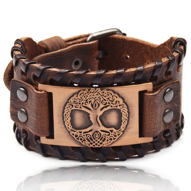 Ocean Conservation Jewelry | Viking Leather Cuff Bracelet 26 Styles
