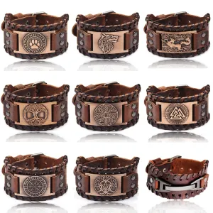 Ocean Conservation Jewelry | Viking Leather Cuff Bracelet 26 Styles