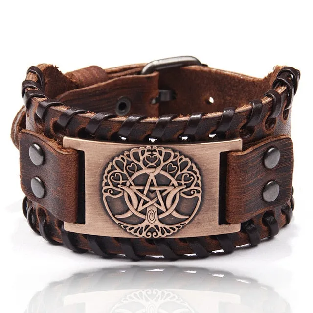 Ocean Conservation Jewelry | Viking Leather Cuff Bracelet 26 Styles