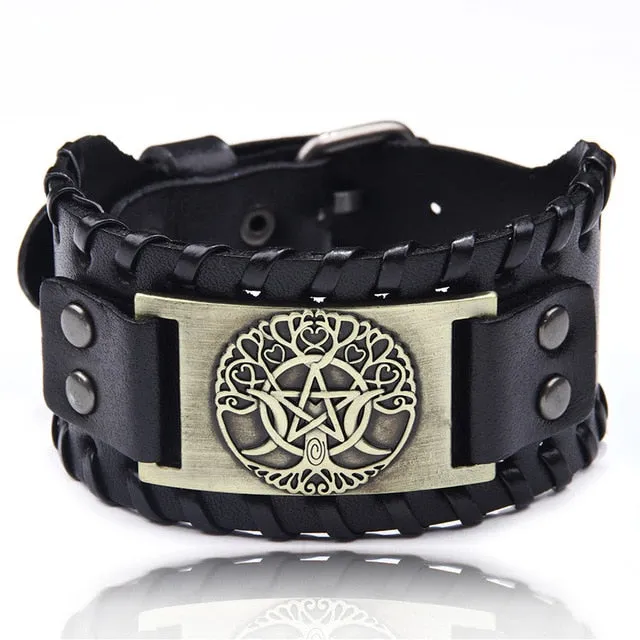 Ocean Conservation Jewelry | Viking Leather Cuff Bracelet 26 Styles