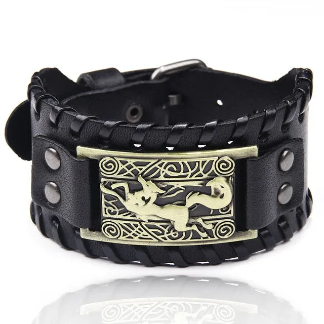 Ocean Conservation Jewelry | Viking Leather Cuff Bracelet 26 Styles