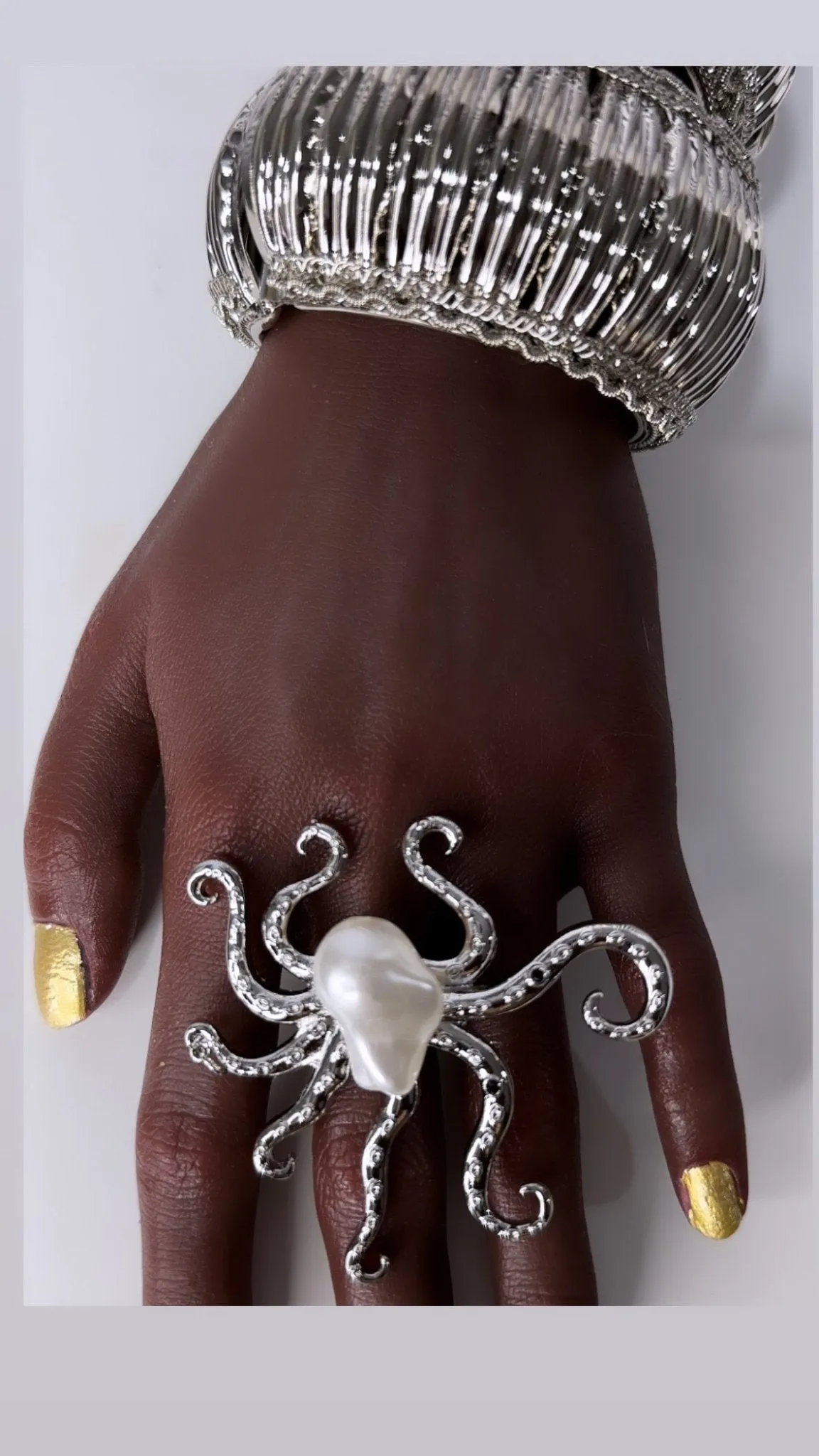 Octopus Pearl Crystal chic Ring