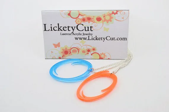 One Orange or Blue Portal Necklace and Earrings Set - Lasercut Acrylic Portal Pendant Necklace and Earrings Set - GLaDOS