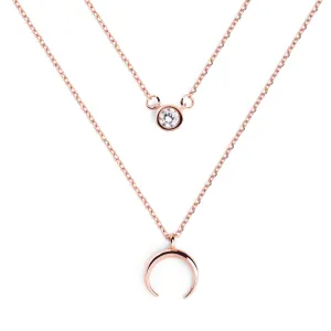 Pack 2 Diamond   Mini Moonset Rose Gold Necklaces