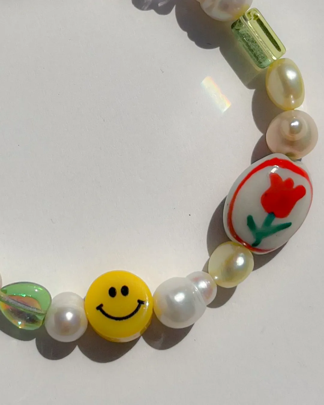 Painting Tulip Freshwater Pearls Bracelet