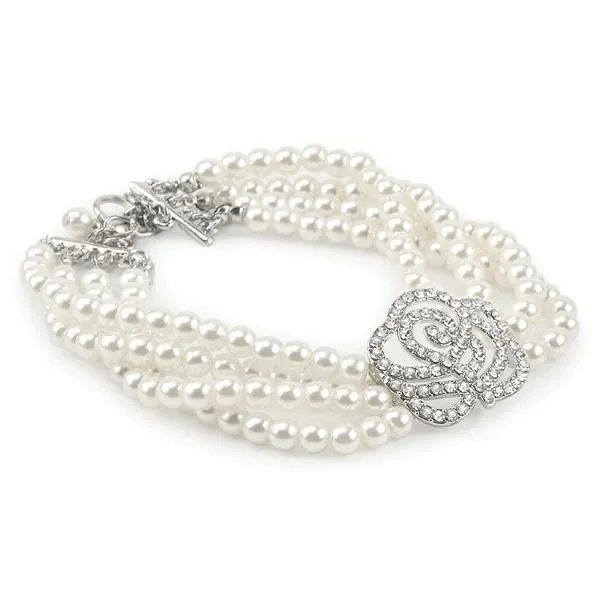 Pearl & Rose Diamante Dog Necklace