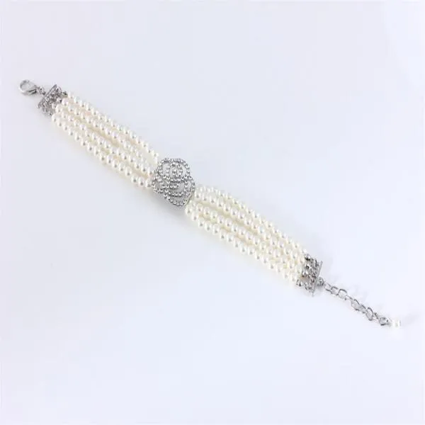 Pearl & Rose Diamante Dog Necklace