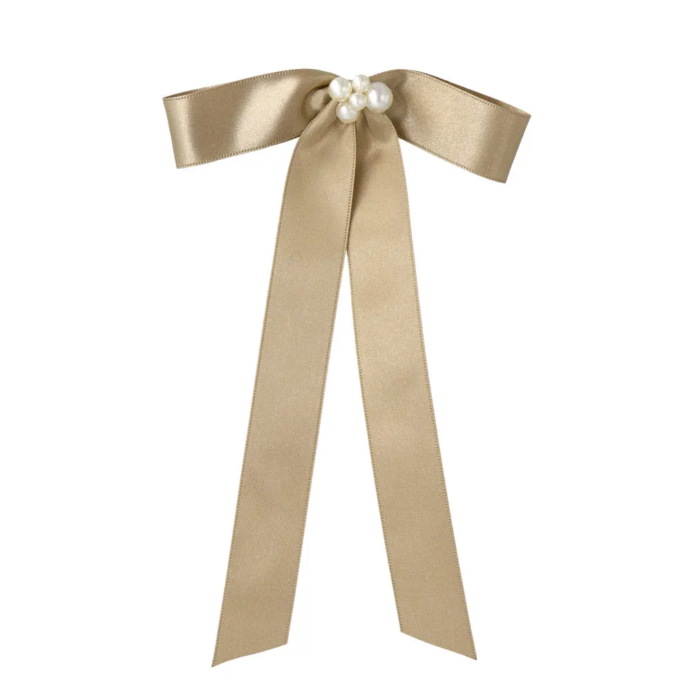 Pearlized Long Tail Bow Pony Hook