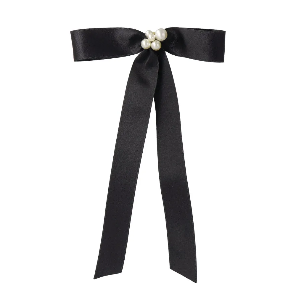 Pearlized Long Tail Bow Pony Hook