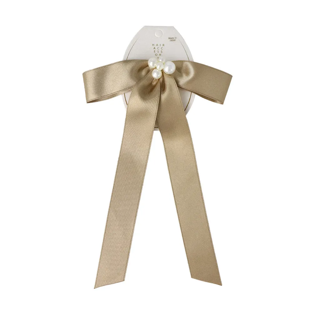 Pearlized Long Tail Bow Pony Hook