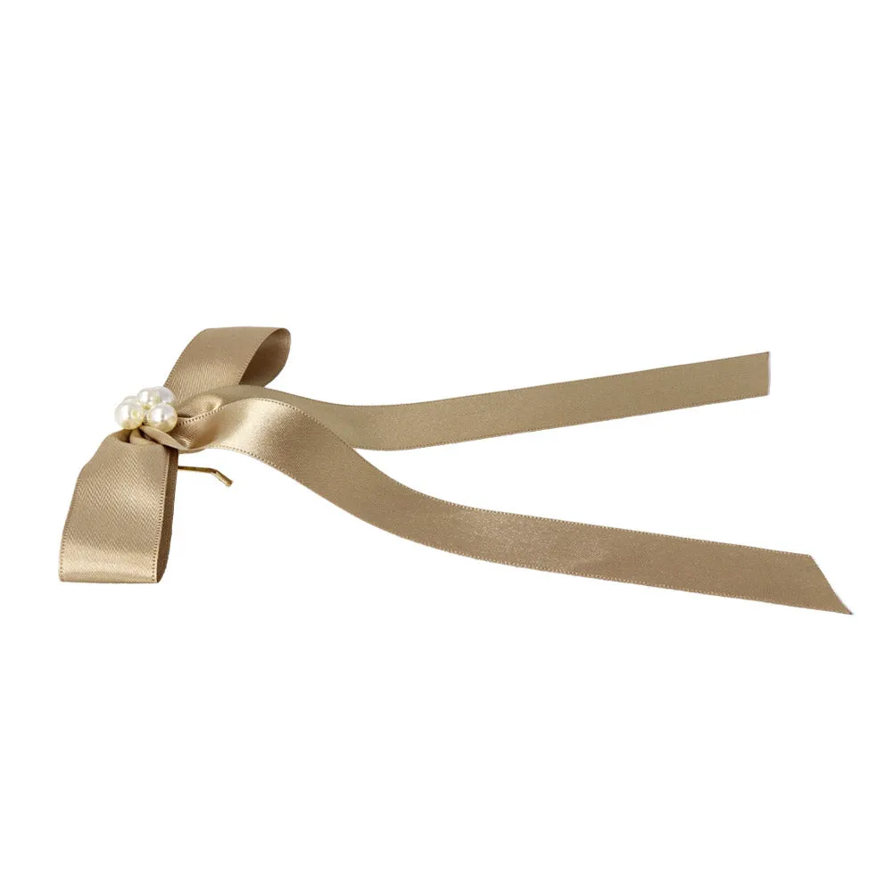 Pearlized Long Tail Bow Pony Hook