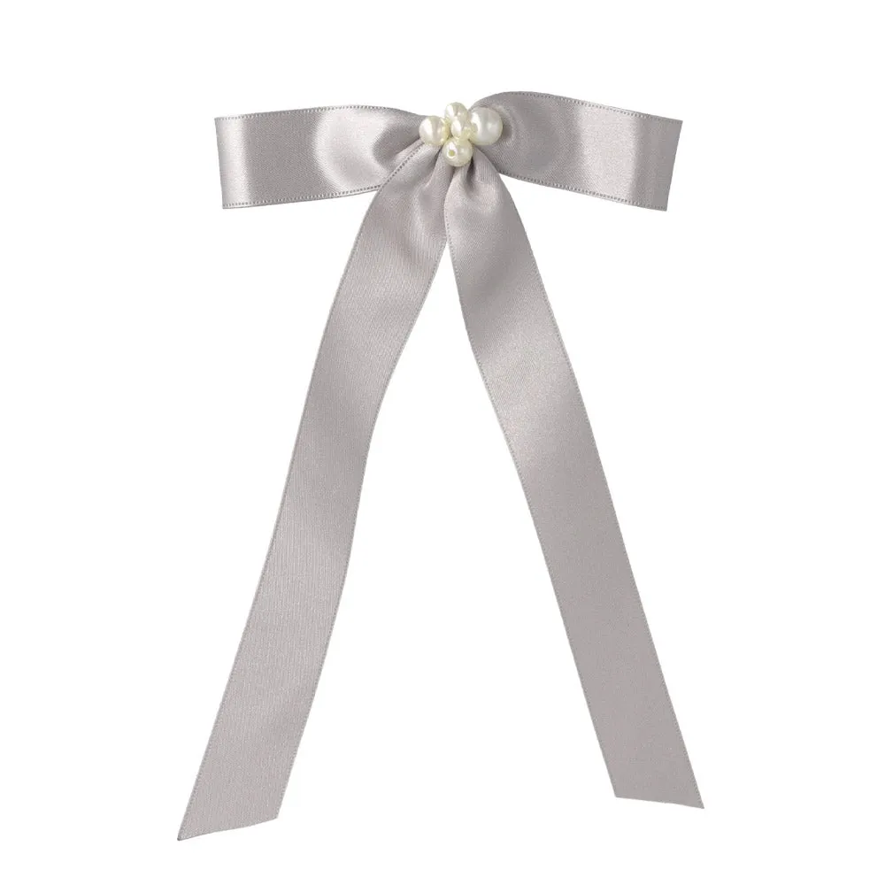 Pearlized Long Tail Bow Pony Hook