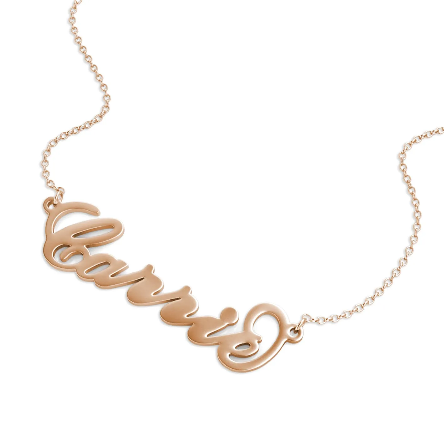 Personalised Carrie Style Name Necklace Sterling Silver Rose Gold Plated