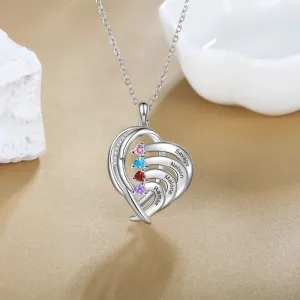 Personalized Engraved 4 Names And Birthstones Necklace