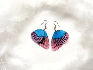 Pink Leopard Butterfly Wing Earrings