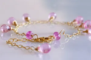 Pink topaz drop bracelet