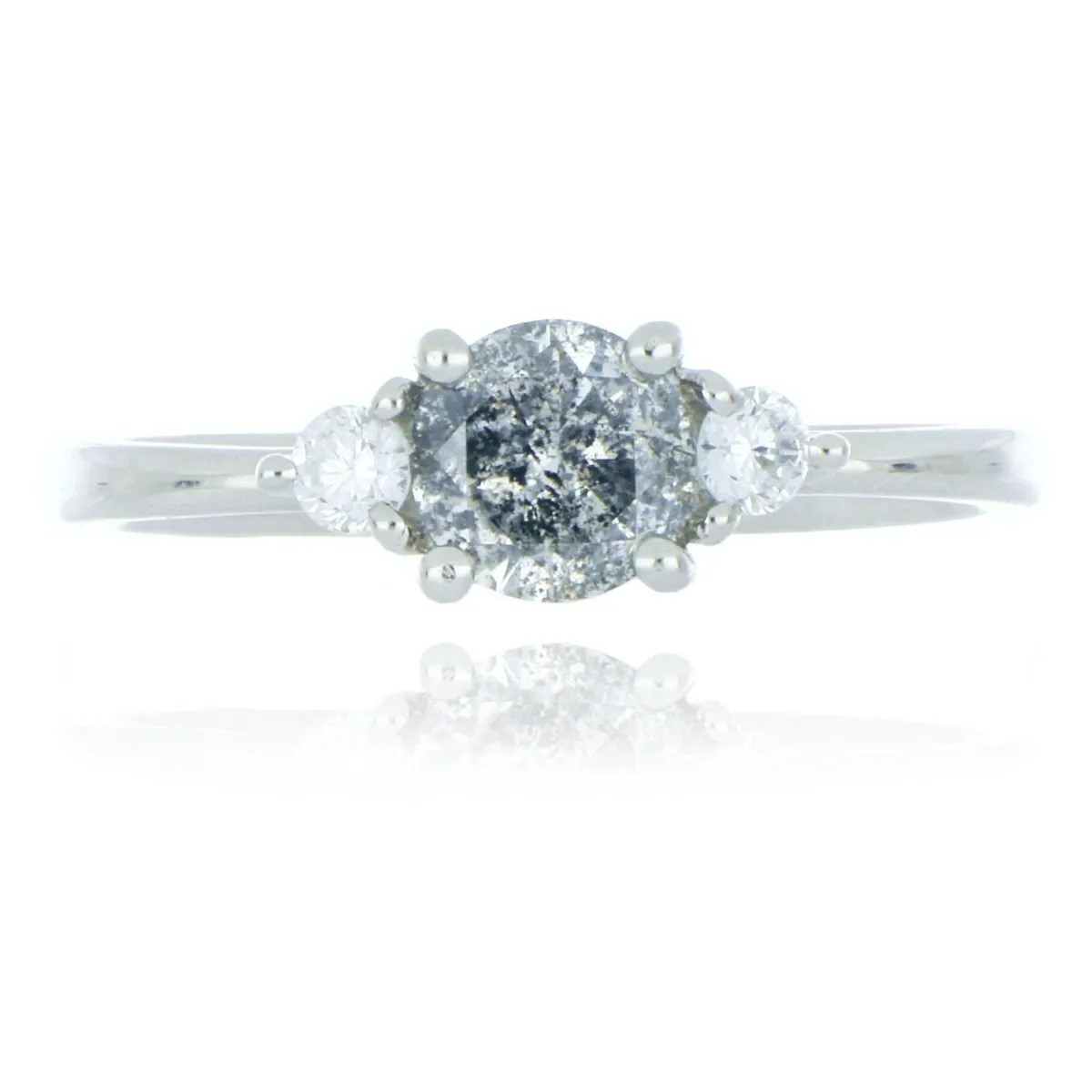 Platinum 0.70ct Salt And Pepper Diamond 3 Stone Ring