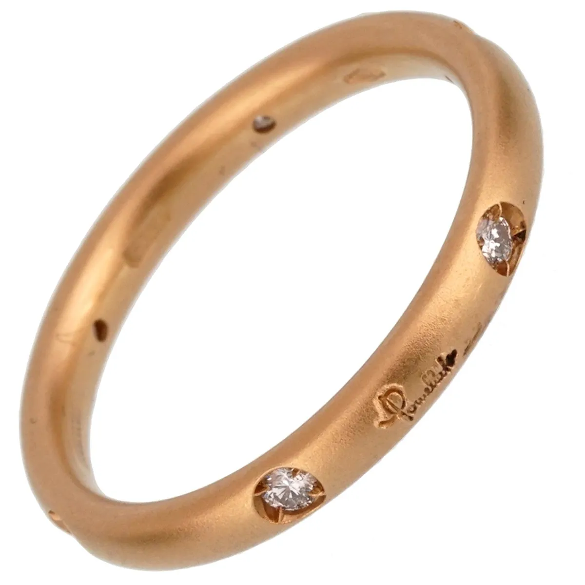 Pomellato Diamond Rose Satin Finished Gold Band Ring Sz 5 1/4