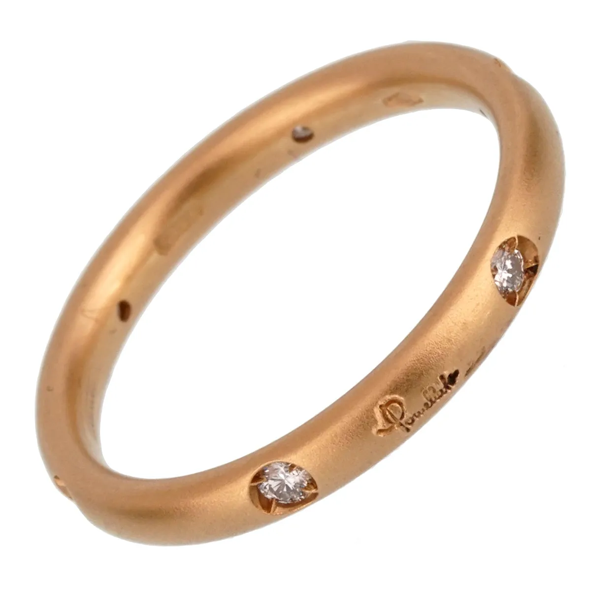 Pomellato Diamond Rose Satin Finished Gold Band Ring Sz 5 1/4
