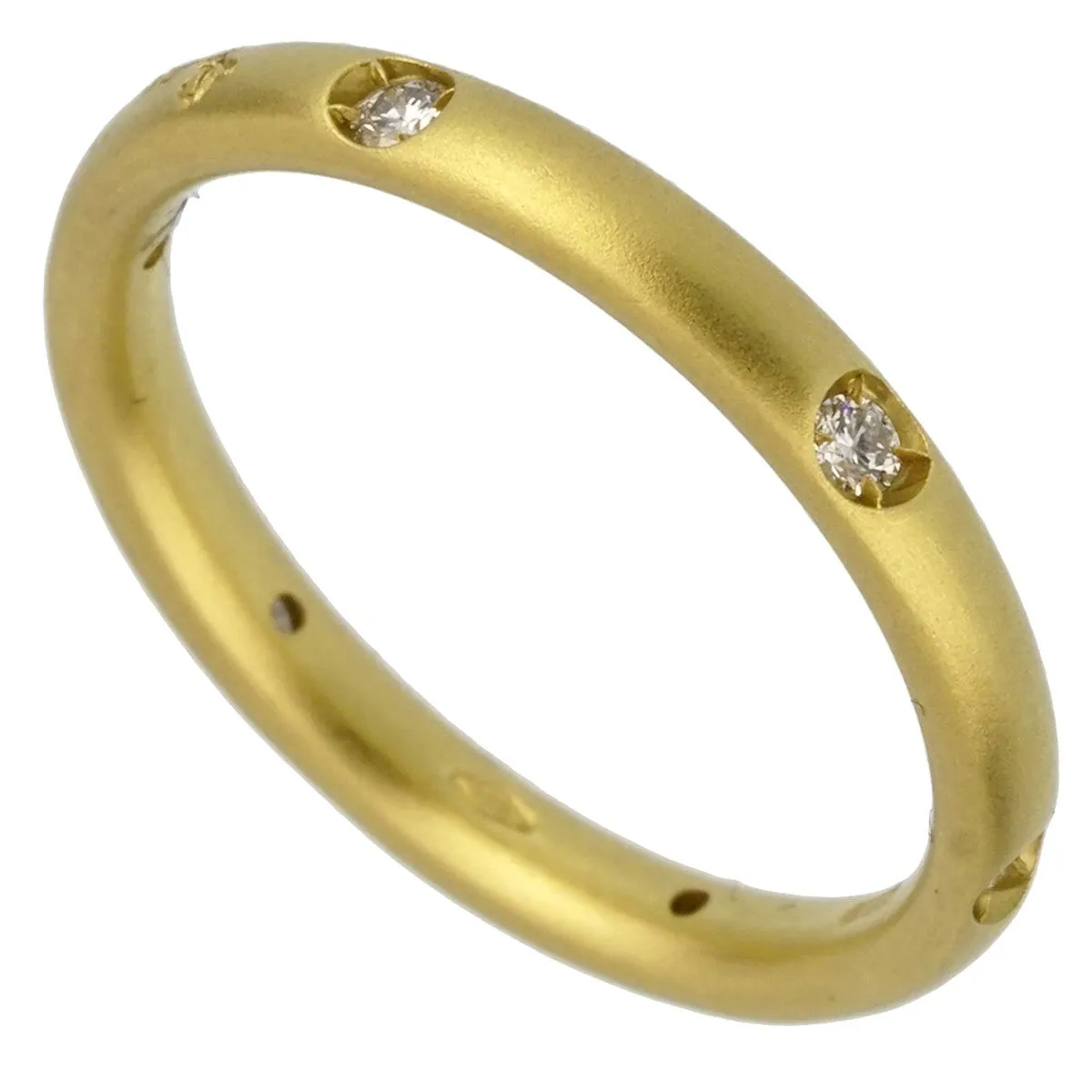 Pomellato Matte Finish Diamond Yellow Gold Band Ring Sz 4 1/4