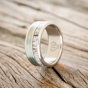 "DYAD" - ANTLER & FISHING LINE WEDDING BAND - TITANIUM - SIZE 8