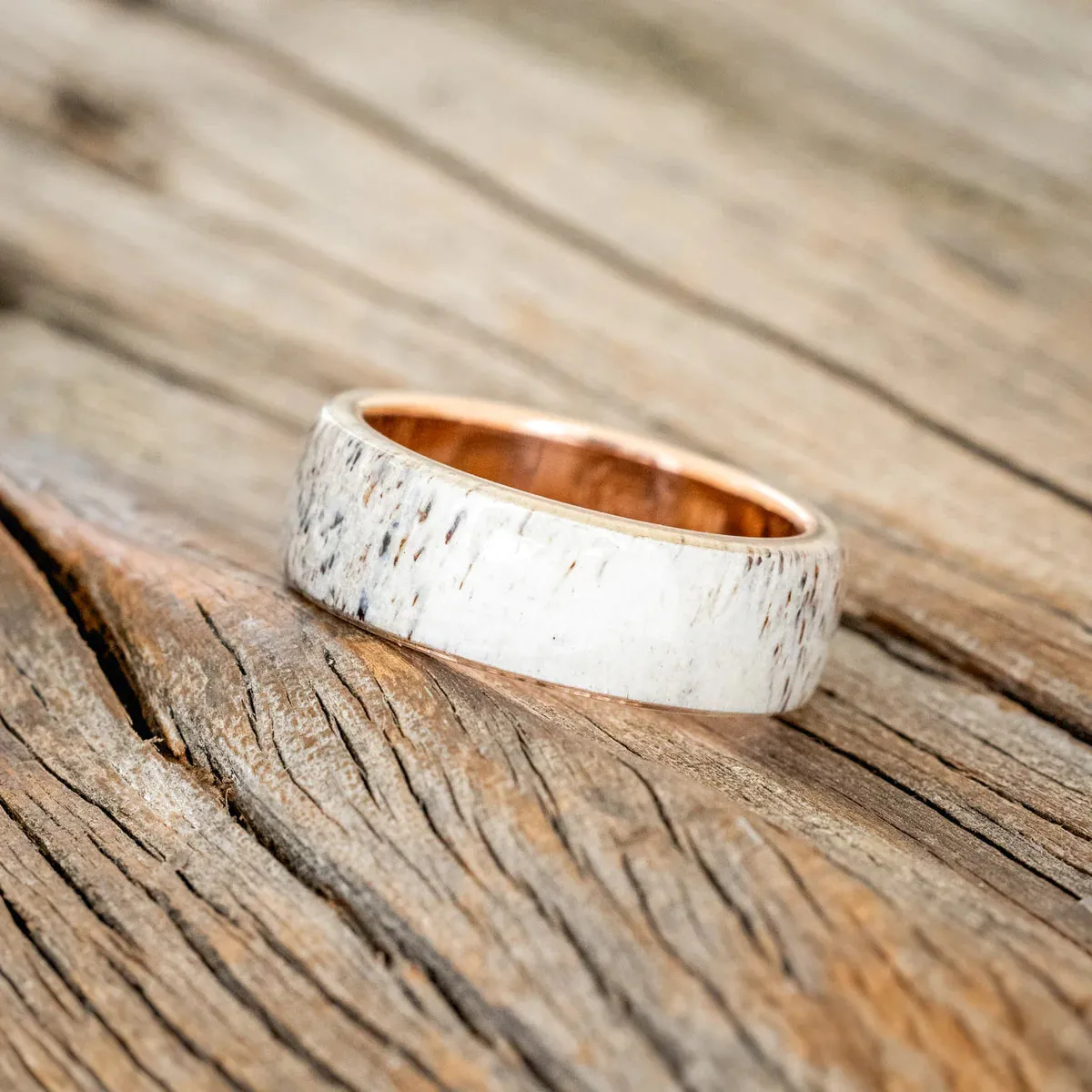 "HAVEN" - ANTLER WEDDING BAND - 14K ROSE GOLD - SIZE 10 1/2