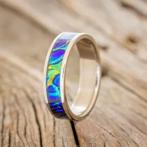 "RAINIER" - BLACK SEA DICHROLAM WEDDING BAND (6MM) - TITANIUM - SIZE 10