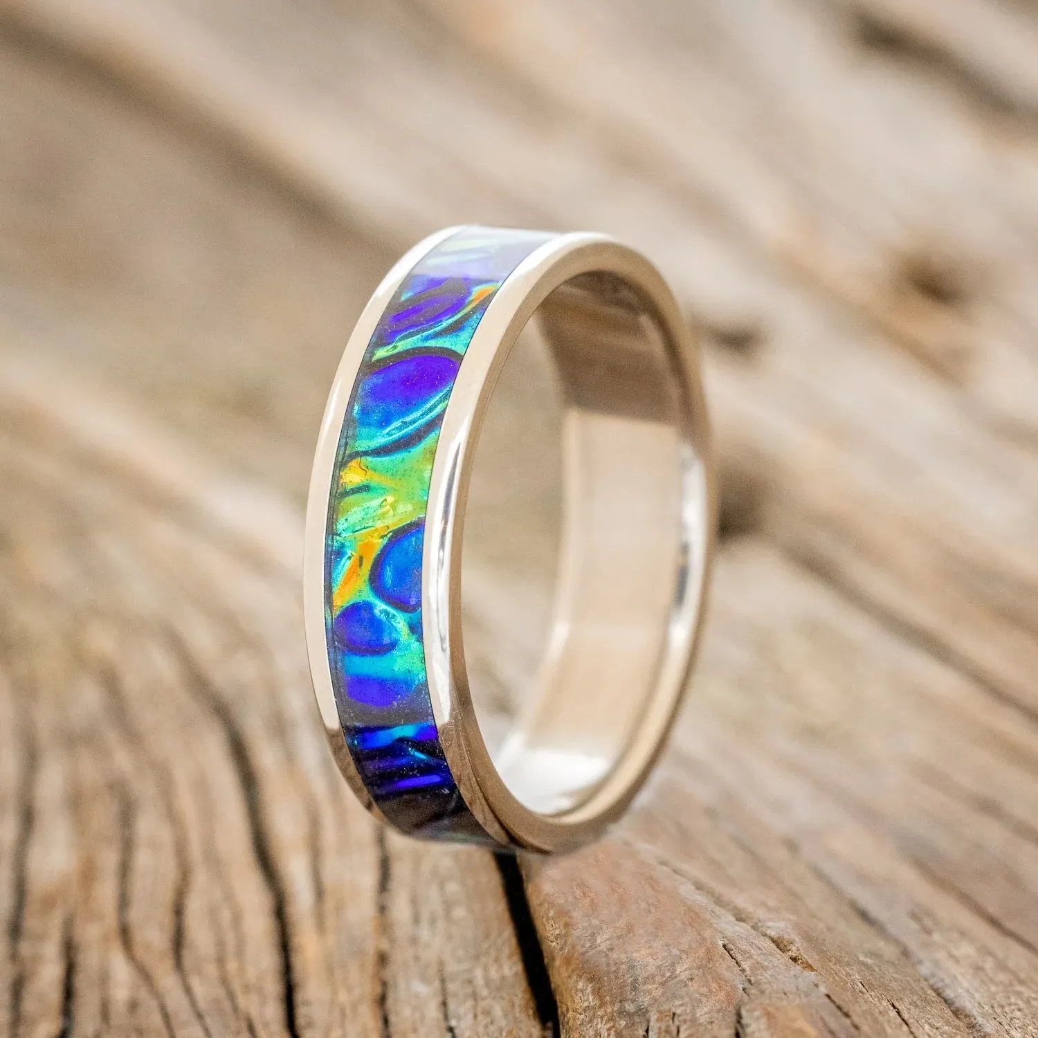 "RAINIER" - BLACK SEA DICHROLAM WEDDING BAND (6MM) - TITANIUM - SIZE 10
