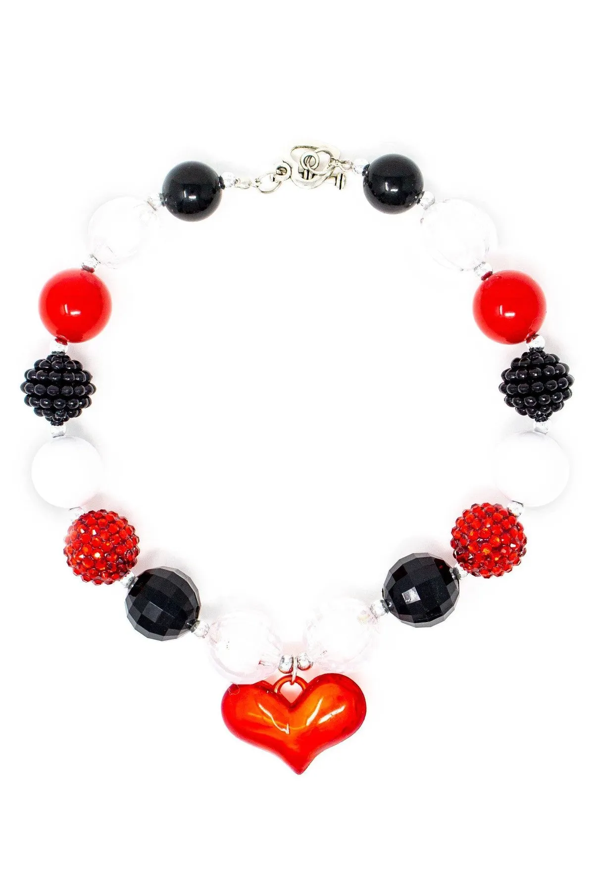 Red & Black Heart Bubblegum Necklace