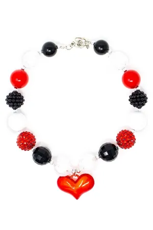 Red & Black Heart Bubblegum Necklace