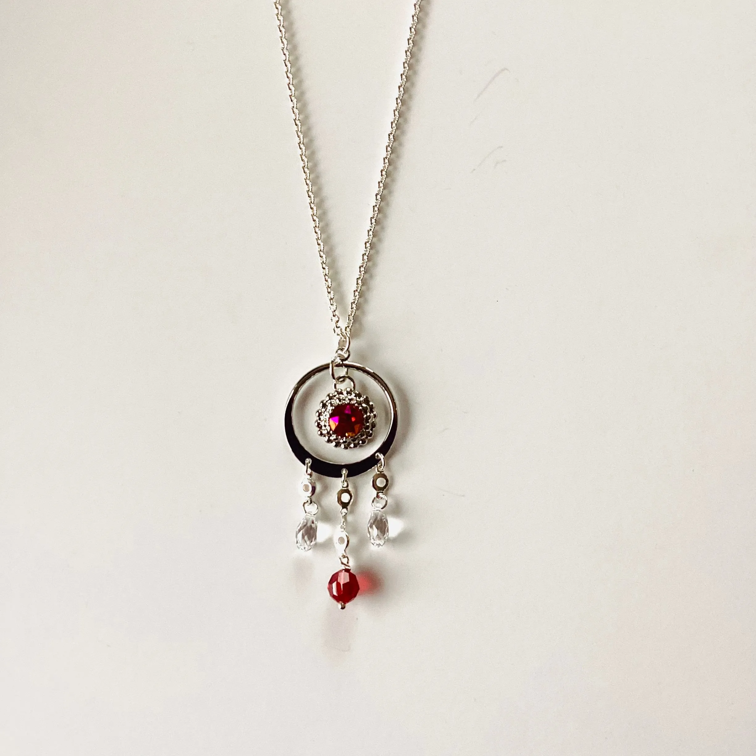 Red Dreamcatcher Necklace in Light Siam Lemon